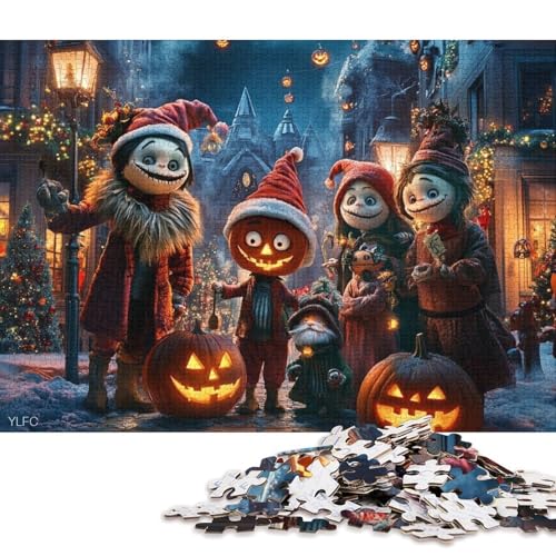 1000-teiliges Puzzle für Kinder, Halloween-Charakter-Puzzles für Kinder und Holzpuzzles, Heimdekoration, 1000 Stück (75 x 50 cm) von WXMMoney