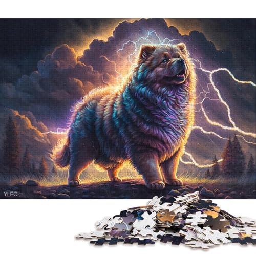 1000-teiliges Puzzle für Kinder, Kunst-Chow-Chow-Hund, quadratisches Puzzle für Kinder und Holzpuzzle, Heimdekoration, 1000 Teile (75 x 50 cm) von WXMMoney
