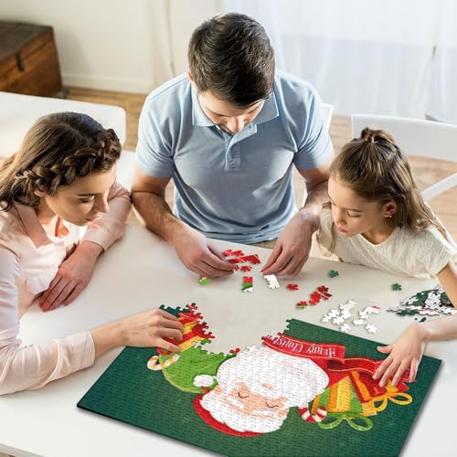 1000-teiliges Puzzle für Kinder, Weihnachtsmann, kreatives quadratisches Puzzle für Kinder und Holzpuzzle, Lernspiel für Erwachsene, 1000 Teile (75 x 50 cm) von WXMMoney