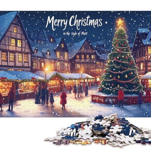 1000-teiliges Puzzle für Kinder, Weihnachtsstadt, kreatives quadratisches Puzzle für Kinder und Holzpuzzle, Lernspiel für Erwachsene, 1000 Teile (75 x 50 cm) von WXMMoney