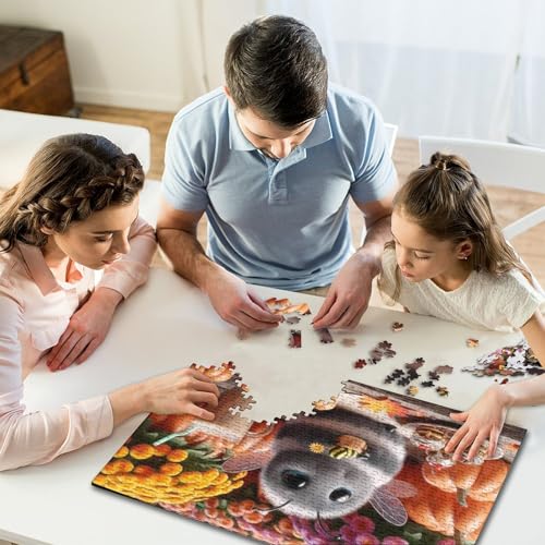 1000-teiliges Puzzle für Kinder, süße Biene im Weihnachtskostüm, quadratisches Puzzle für Kinder und Holzpuzzle, Lernspiel, Herausforderungsspielzeug (75 x 50 cm) von WXMMoney