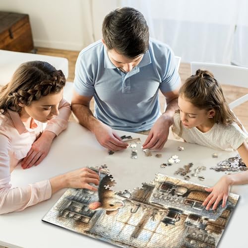 1000-teiliges Puzzle für Kinder, süßer Hamster, kreatives quadratisches Puzzle für Kinder und Holzpuzzle, Lernspiel für Erwachsene, 1000 Teile (75 x 50 cm) von WXMMoney