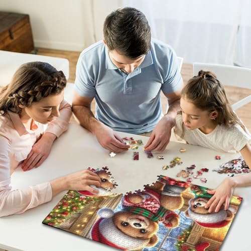 1000-teiliges Puzzle für Kinder und Frohe Weihnachten, Puzzles für Kinder und Holzpuzzles, Lernspiele für Kinder und 1000 Teile (75 x 50 cm) von WXMMoney