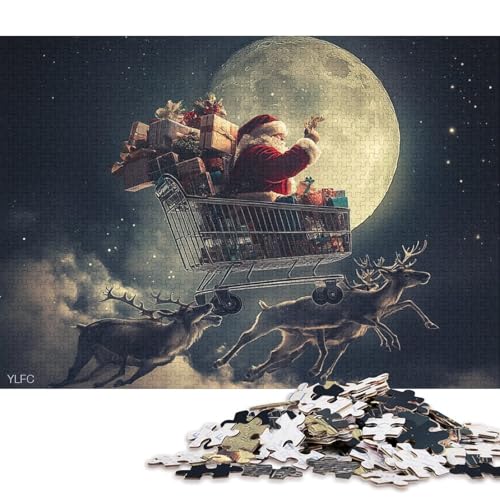 1000-teiliges Puzzle für Kinder und Kunst, Weihnachtsmann-Puzzles für Kinder und Holzpuzzles, Lernspiele für Kinder und 1000 Teile (75 x 50 cm) von WXMMoney