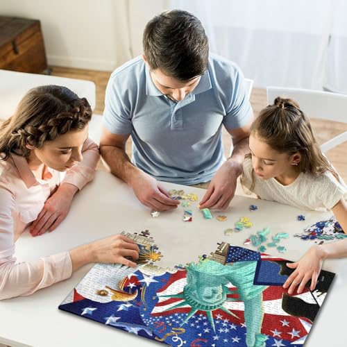 1000-teiliges Puzzle für Kinder und Kunst, amerikanische Bilderpuzzles für Kinder und Holzpuzzles, Lernspiele für Kinder und 1000 Teile (75 x 50 cm) von WXMMoney
