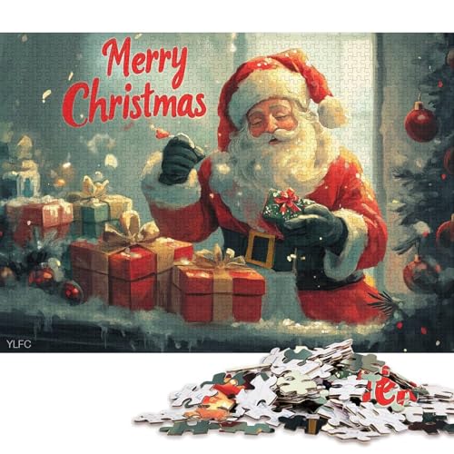 1000-teiliges Puzzle für Kinder und Kunst, quadratisches Weihnachtsmann-Puzzle für Kinder, Holzpuzzle, Lernspiel für Erwachsene, 1000 Teile (75 x 50 cm) von WXMMoney