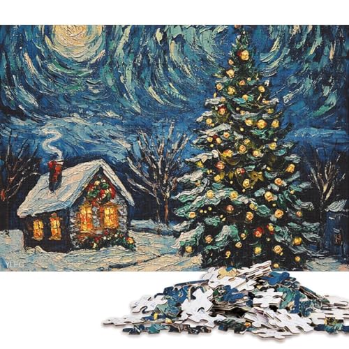 1000-teiliges Puzzle für Kinder und Ölgemälde-Weihnachtsbaum-Puzzles für Kinder und Holzpuzzles, Lernspiele für Kinder und 1000 Teile (75 x 50 cm) von WXMMoney