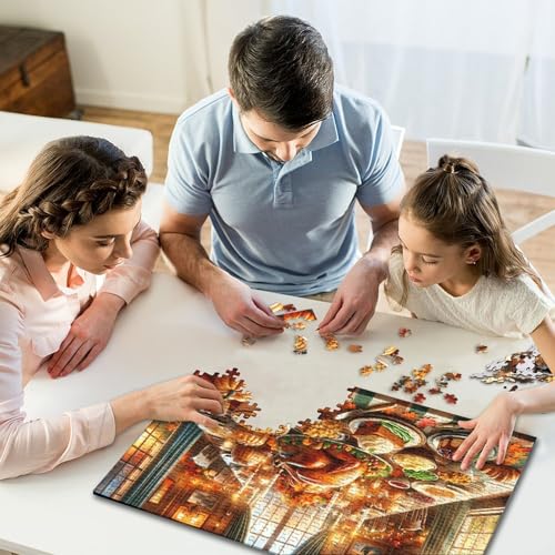1000-teiliges Puzzle für Kinder und Thanksgiving-Dinner, quadratisches Puzzle für Kinder, Holzpuzzle, Lernspiel für Erwachsene, 1000 Teile (75 x 50 cm) von WXMMoney