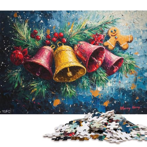 1000-teiliges Puzzle für Kinder und Weihnachtsglocken, quadratisches Puzzle für Kinder, Holzpuzzle, Lernspiel für Erwachsene, 1000 Teile (75 x 50 cm) von WXMMoney