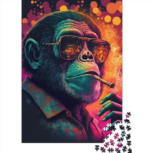 1000-teiliges Puzzle für Marihuana-Affen, Holzpuzzle, Lernspielzeug, Familienspiele, Weihnachts- und Geburtstagsgeschenk (75 x 50 cm) von WXMMoney