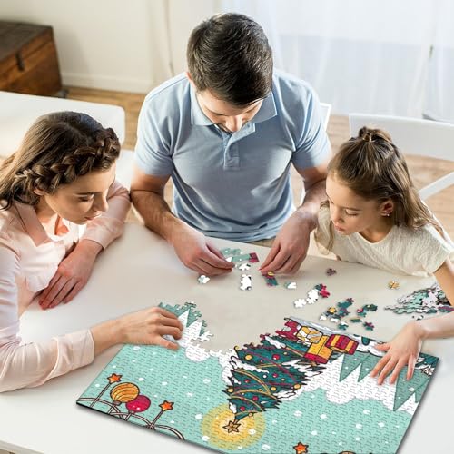 1000-teiliges Puzzle mit Weihnachtsbildern, quadratische Puzzles für Kinder und Holzpuzzles, Lernspielzeug, Familienspiele, 1000 Teile (75 x 50 cm) von WXMMoney