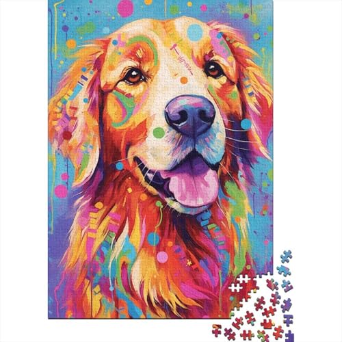 1000-teiliges Puzzle mit lächelndem Golden Retriever-Hund, für Erwachsene, großes Puzzle, Spielzeug, Geschenk, pädagogisches, intellektuelles, entspannendes Familienspiel, 1000 Teile (75 x 50 cm) von WXMMoney