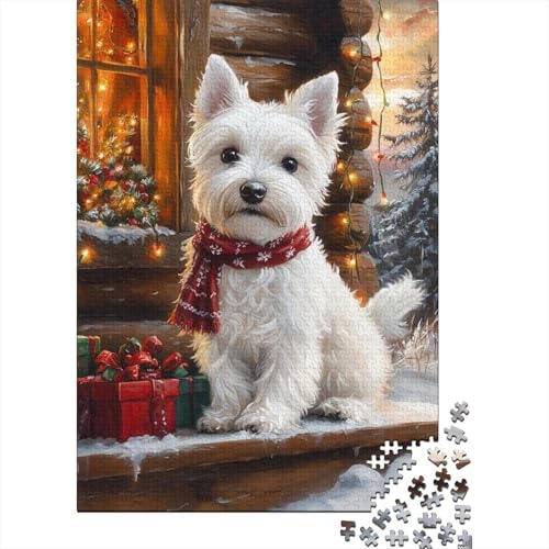 1000-teiliges Puzzlespiel „West Highland White Terrier“, Puzzle aus Holz, Lernspielzeug, 1000 Teile (75 x 50 cm) von WXMMoney