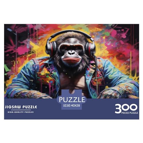 300-teiliges Puzzle für Erwachsene, DJ-Gorilla-Puzzle, 300-teiliges Holzbrett-Puzzle – Entspannungs-Puzzlespiele – Denksport-Puzzle 300 Teile (40 x 28 cm) von WXMMoney