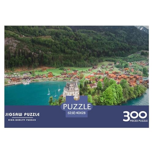 300-teiliges Puzzle für Erwachsene, Schweizer Schönheits-Puzzlesets für die Familie, Holzpuzzle, Gehirn-Herausforderungspuzzle, 300 Teile (40 x 28 cm) von WXMMoney
