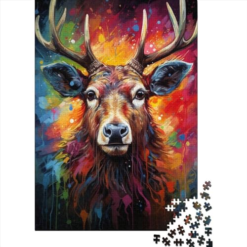 Art Animal Elk Puzzle 500 Teile Erwachsener Kniffel Spaß Für Die Ganze Familie - Abwechslungsreiche 500 Puzzleteilige Motive Puzzlespiel Erwachsene, Puzzel 500pcs (52x38cm) von WXMMoney