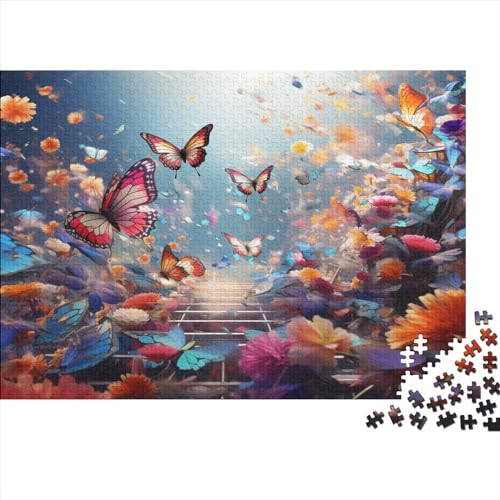 Buntes Schmetterlingspuzzle für Erwachsene, 1000, klassisches Puzzle, entspannendes Holzpuzzlespiel, Denksportaufgabe, 1000 Teile (75 x 50 cm) von WXMMoney