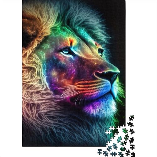 Colorful Lion Portrait Puzzle 500 Teile Erwachsener Kniffel Spaß Für Die Ganze Familie - Abwechslungsreiche 500 Puzzleteilige Motive Puzzle Erwachsene, Puzzel 500pcs (52x38cm) von WXMMoney