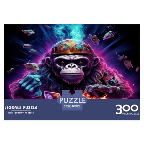 DJ Gorilla 300-teiliges Puzzle für Erwachsene, kreatives rechteckiges Puzzle, Holzpuzzle, Puzzle, Geschenk für Freunde, Familie, 300 Teile (40 x 28 cm) von WXMMoney