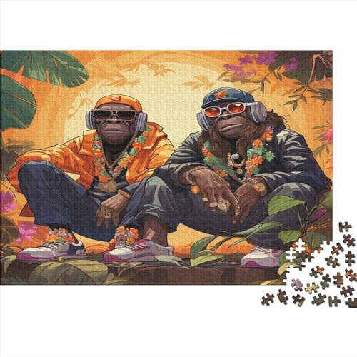 DJ Gorilla-Puzzle, 1000 Teile, kreatives rechteckiges großes Familienpuzzlespiel, Kunstwerk für Erwachsene und Teenager, 1000 Teile (75 x 50 cm) von WXMMoney