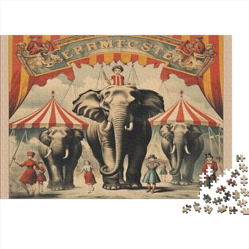 Elefanten-Zirkus-Poster, Puzzle, 1000 Teile, für Erwachsene, Puzzle für Erwachsene, 1000 Teile, Puzzle, Lernspiele, 1000 Teile (75 x 50 cm) von WXMMoney
