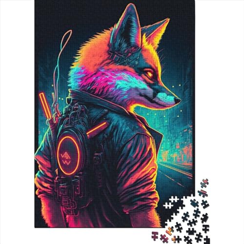 Fox Neon2 Holzpuzzle für Kinder, 1000-teiliges Puzzle, Lernspiele, Puzzle, Weihnachts- und Geburtstagsgeschenk, 1000 Teile (75 x 50 cm) von WXMMoney