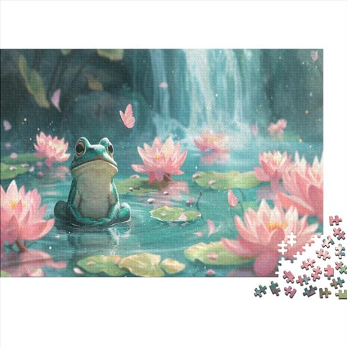 Frosch-Lotus-Puzzle, 1000 Teile, Puzzle für Erwachsene, Intellektuelles Spiel, Puzzle-Spielzeug für Erwachsene und Kinder, 1000 Teile (75 x 50 cm) von WXMMoney
