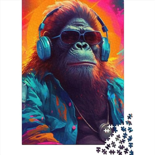 Gorilla Hop Puzzle für Kinder, 1000-teiliges Puzzle für Holzpuzzle für Erwachsene, Puzzle, Lernspiele, 1000 Teile (75 x 50 cm) von WXMMoney