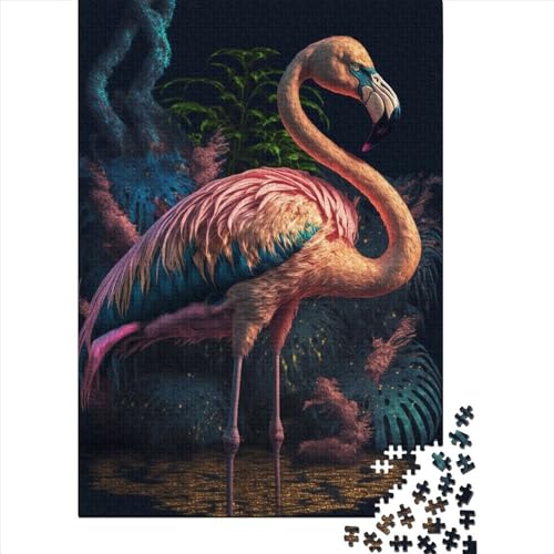 Holzpuzzle 1000 Teile, Bunte Flamingo-Holzpuzzles, Lernpuzzles, Spielzeug für Jungen und Mädchen, Weihnachts- und Geburtstagsgeschenk (75 x 50 cm) von WXMMoney