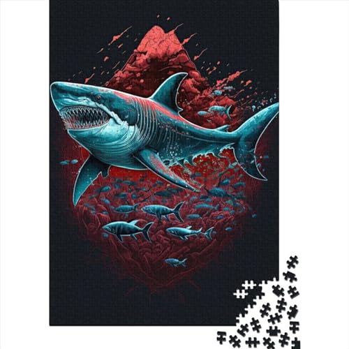 Holzpuzzle 1000 Teile Hai Colorful1 Holzpuzzle Lernpuzzle Spielzeug für Jungen und Mädchen Weihnachts- und Geburtstagsgeschenk (75x50cm) von WXMMoney