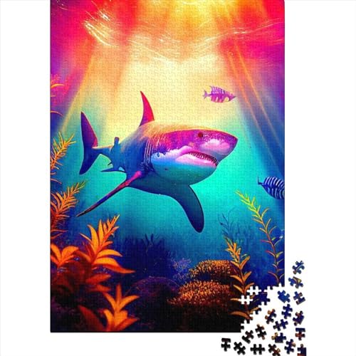 Holzpuzzle 1000 Teile Hai-Puzzle für Jungen und Mädchen, Schwierigkeitsgrad Puzzle, Lernspiele, Familienspielzeug, 1000 Teile (75 x 50 cm) von WXMMoney