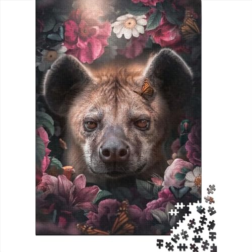 Holzpuzzle mit Blumenhyäne für Kinder, 1000-teiliges Puzzle, Lernspiele, Puzzle, Weihnachts- und Geburtstagsgeschenk, 1000 Teile (75 x 50 cm) von WXMMoney
