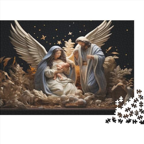 Jesus-Geburts-Puzzle, 500 Teile, kreatives rechteckiges großes Familienpuzzlespiel, Kunstwerk für Erwachsene, Teenager, 500 Teile (52 x 38 cm) von WXMMoney