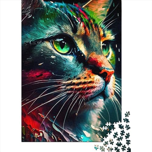Lively Colored Cat Face Puzzlespiel 500 Teile Für Erwachsene, Einzigartige Kunstwerke Und Vorlage - Geburtstagsgeschenk - Spaßige Puzzles Mit Überraschung Von Puzzle in A Bag Puzzel 500pcs (52x38cm) von WXMMoney