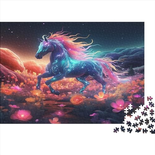 Neon-Pferdepuzzle für Erwachsene, 1000-teiliges Puzzle für Erwachsene, lustiges Dekomprimierungsspiel aus Holz, 1000 Teile (75 x 50 cm) von WXMMoney