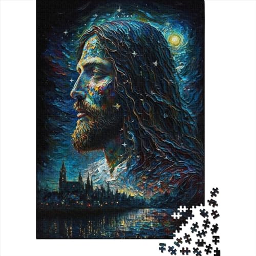 Oil_Painting_of_Jesus_ Puzzle 1000 Teile,Puzzlespiel Für Erwachsene,Impossible Puzzle,Puzzle Geschicklichkeitsspiel Für Die Ganze Familie, Geschenke Für Männer/Frauen Erwachsenen Puzzel 1000pcs (75x50 von WXMMoney