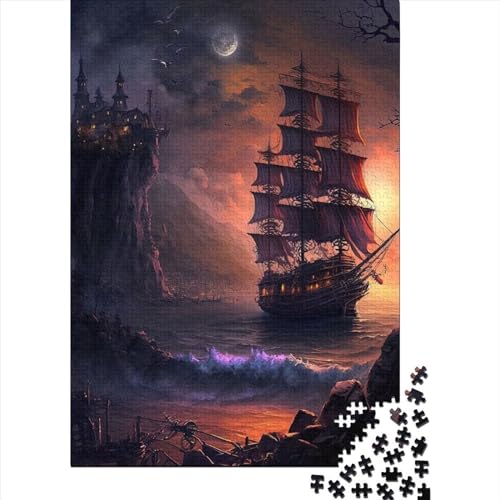 Piratenschiffe-Landschaft1 Puzzle 1000 Teile Puzzlespiel für Kinder und Holzpuzzle Lernspielzeug 1000 Teile (75 x 50 cm) von WXMMoney