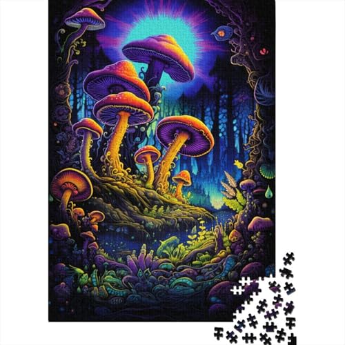 Puzzle „Psychedelischer Pilzwald“, 1000-teiliges Puzzle für Kinder und Holzbrettpuzzle, lustiges Puzzle für die ganze Familie, Geburtstagsgeschenke, 1000 Teile (75 x 50 cm) von WXMMoney