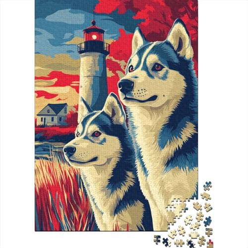Puzzle 1000 Teile für Kinder, Siberian Husky, Puzzle für 1000-teilige Puzzles, Lernspiele, 1000 Teile (75 x 50 cm) von WXMMoney