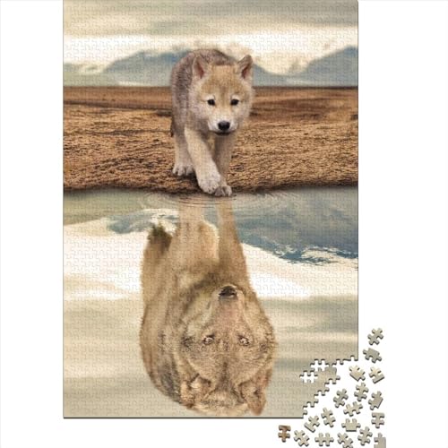 Puzzle 1000 Teile für Kinder, Wüstenwolf-Reflexion, Puzzle für 1000-teilige Puzzles, Lernspiele, 1000 Teile (75 x 50 cm) von WXMMoney