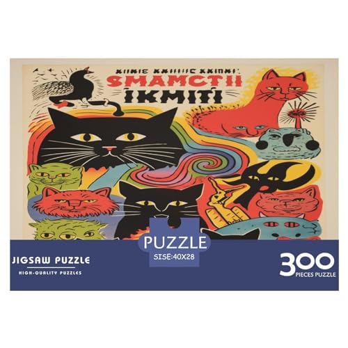 Puzzle für Erwachsene, 300 Teile, Katze, Pferd, Puzzle, kreatives rechteckiges Puzzle, Dekompressionsspiel, 300 Teile (40 x 28 cm) von WXMMoney