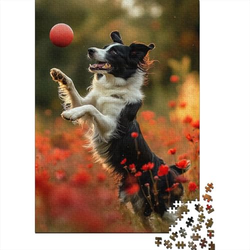 Puzzle für Erwachsene und Teenager, 1000 Teile, Spielpuzzle, Border Collie-Puzzle, Lernspiele, Familienaktivitäten, 1000 Teile (75 x 50 cm) von WXMMoney