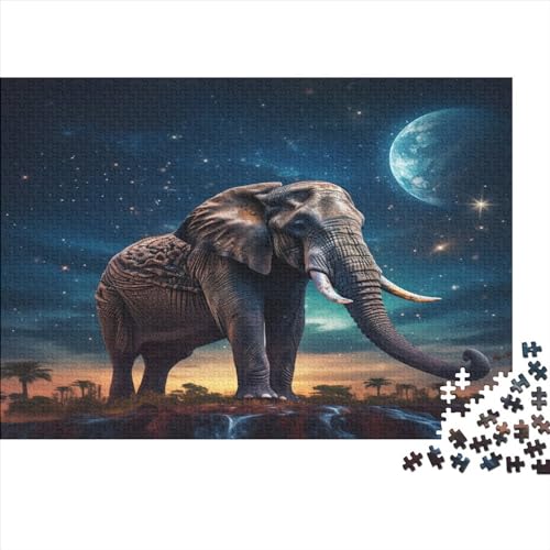 Puzzle für Kinder, Elefant bei Nacht, 1000 Teile, Holzpuzzle für Erwachsene und Kinder, Herausforderungsfamilie, 1000 Teile (75 x 50 cm) von WXMMoney