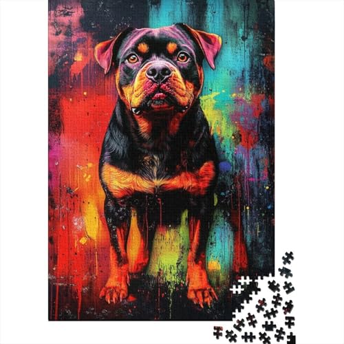 Puzzle mit 1000 Teilen, Rottweiler, Puzzle für Kinder, Holzspiele, Puzzle-Herausforderung, Spielzeug, Weihnachts- und Geburtstagsgeschenk, 1000 Teile (75 x 50 cm) von WXMMoney