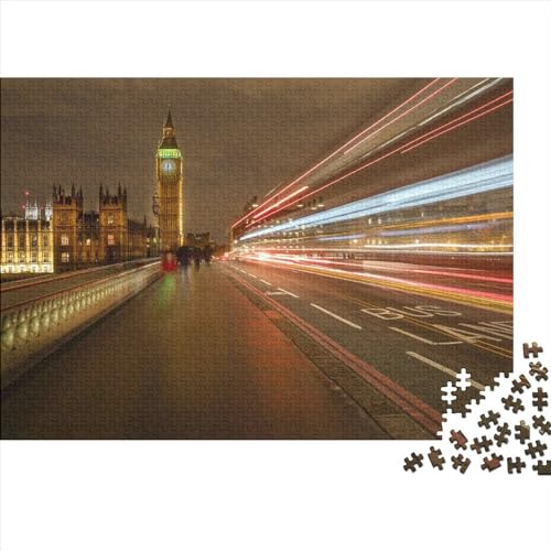 Puzzles 1000 Teile für Erwachsene, Britisches Stadtbild, Puzzle für Erwachsene, Holzbrettpuzzles, Familiendekoration, 1000 Teile (75 x 50 cm) von WXMMoney