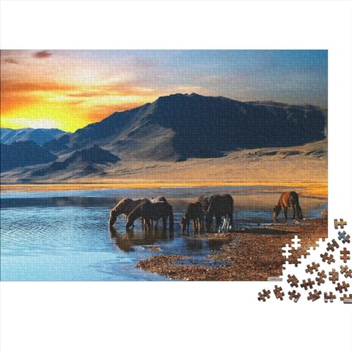 Puzzles 1000 Teile für Erwachsene Wildpferde Puzzle für Erwachsene Holzbrettpuzzles Familiendekoration 1000 Teile (75 x 50 cm) von WXMMoney
