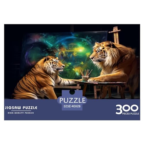Puzzles für Erwachsene, 300 Teile, Löwe, Tiger, kreatives Holzpuzzle, praktisches Spiel, Puzzle, Familiendekoration, 300 Stück (40 x 28 cm) von WXMMoney