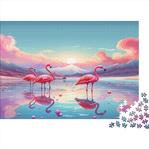 Puzzles für Erwachsene, 500 Teile, Puzzle für Erwachsene, rosa Flamingo, kreative rechteckige Puzzles, Holzpuzzle, Puzzle 500 Teile (52 x 38 cm) von WXMMoney