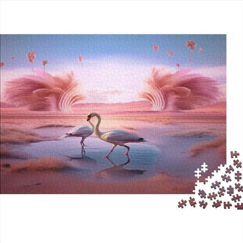 Puzzles für Erwachsene, rosa Flamingo, Holzpuzzle, 1000 Teile, kreatives rechteckiges Puzzle, Denksportaufgaben, Spiel, 1000 Teile (75 x 50 cm) von WXMMoney