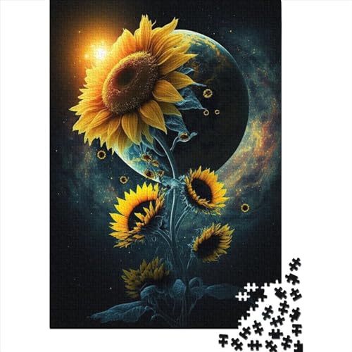 Universum-Sonnenblumen-Puzzle für Kinder, 1000 Teile, Jungen und Mädchen, Holzpuzzlespiel, Geburtstags, Puzzle, Gelegenheitsspiele, 1000 Teile (75 x 50 cm) von WXMMoney